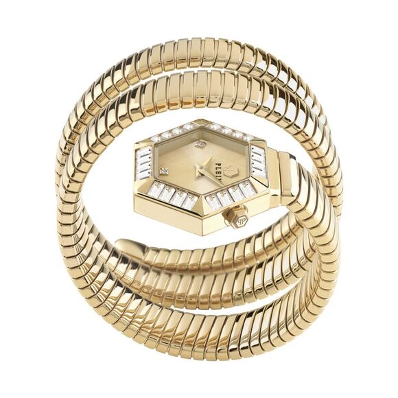 Philipp Plein $nake Hexagon Crystal Watch Gold Womens